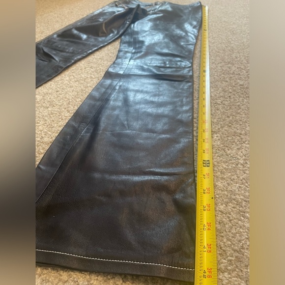 Ralph Lauren Purple Label Vintage Leather Flare Pants Lace Up Tie Front Runway 6 - Picture 5 of 14